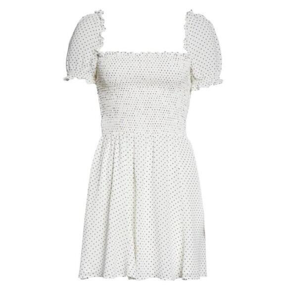 NWT Reformation Bambina Polka Dot Square Neck Mini Dress Size M - Picture 2 of 15